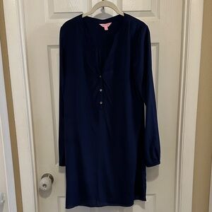 Lilly Pulitzer Navy Tunic Delphine Stretchy Silk Dress, M